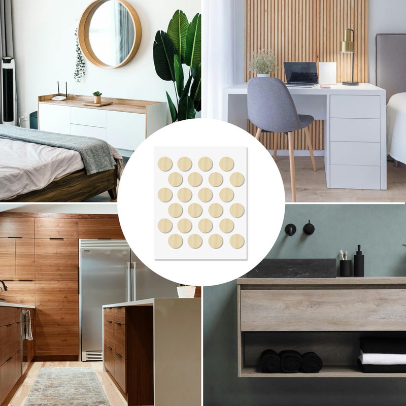 UNMAR Maple Self-Adhesive Screw Hole Stickers - 48 pcs. 0.79 inch / 20 mm Peel Stick Dust Proof Tape, Water Resistance PVC Caps for Wood Cabinets, Furniture, Drawer, Wardrobe, Kitchen, Table - Image 5